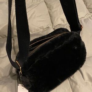 Black Faux Fur Crossbody Bag